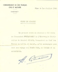 1943-07-01 Alger [Document] PONIATOWSKI André Ordre de mission